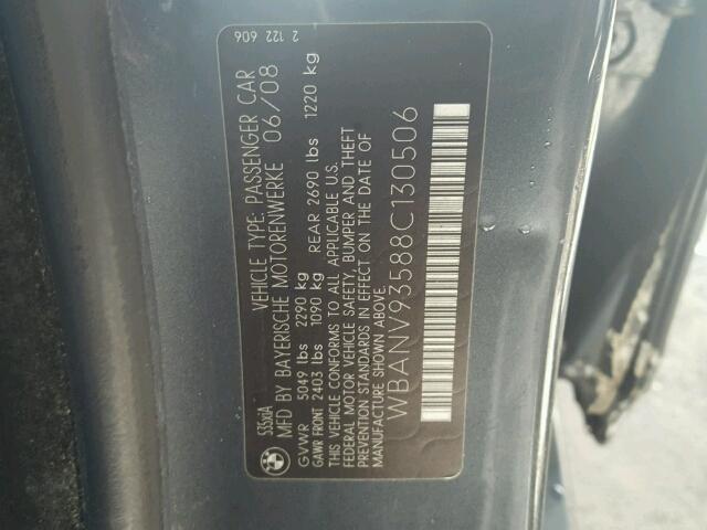 WBANV93588C130506 - 2008 BMW 535 XI BLACK photo 10