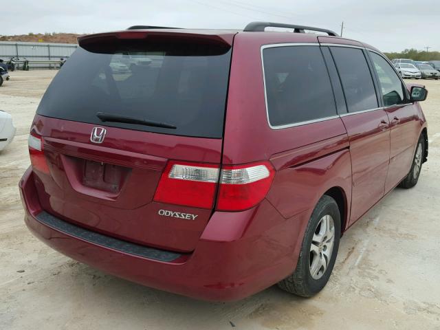 5FNRL38705B007220 - 2005 HONDA ODYSSEY EX RED photo 4