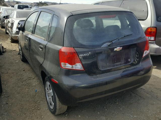 KL1TD66607B767739 - 2007 CHEVROLET AVEO BASE Czarny zdjęcie 3