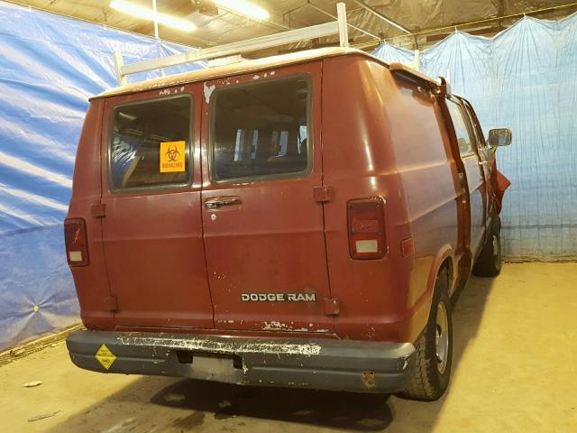 2B7GB13T3HK219744 - 1987 DODGE RAM VAN B1 RED photo 4