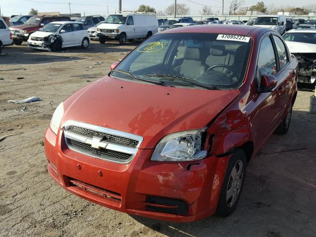 KL1TD56E19B644343 - 2009 CHEVROLET AVEO LS RED photo 2