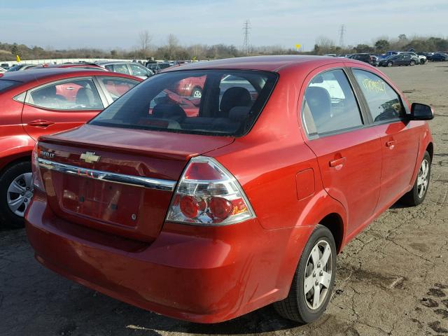 KL1TD56E19B644343 - 2009 CHEVROLET AVEO LS RED photo 4