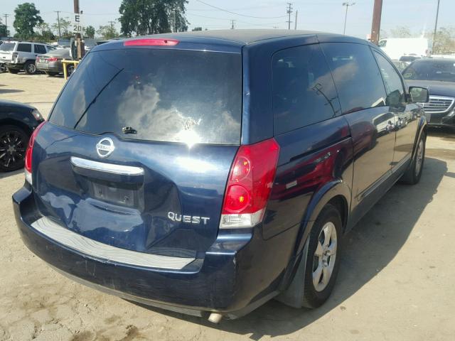 5N1BV28U17N115681 - 2007 NISSAN QUEST S BLUE photo 4