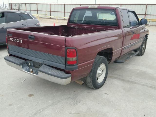 1B7HC13Y2YJ170478 - 2000 DODGE RAM 1500 BURGUNDY photo 4