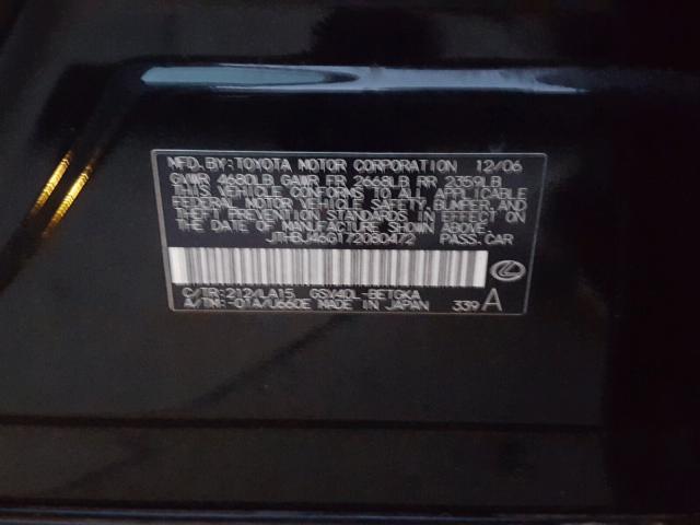 JTHBJ46G172080472 - 2007 LEXUS ES BLACK photo 10