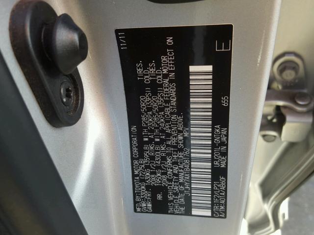 JTJHY7AX1B4081762 - 2011 LEXUS LX 570 SILVER photo 10