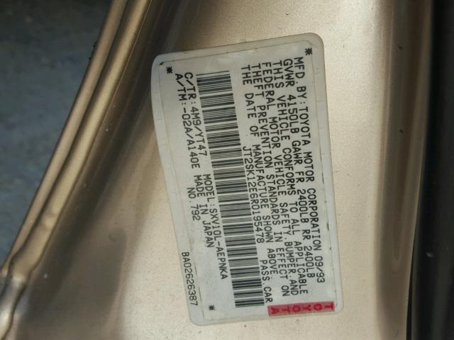 JT2SK12E6R0195478 - 1994 TOYOTA CAMRY LE 银色 照片 10