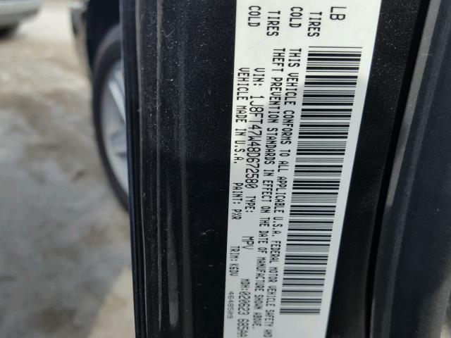 1J8FT47W48D672580 - 2008 JEEP COMPASS SP BLACK photo 10