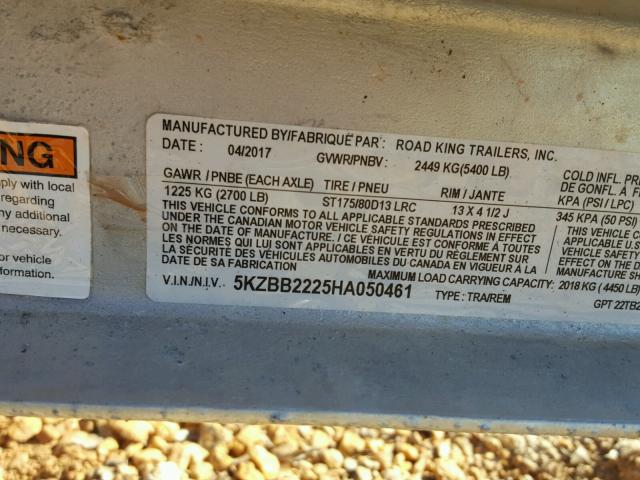 5KZBB2225HA050461 - 2017 ROADMASTER RAIL ALL MODELS SILVER photo 10