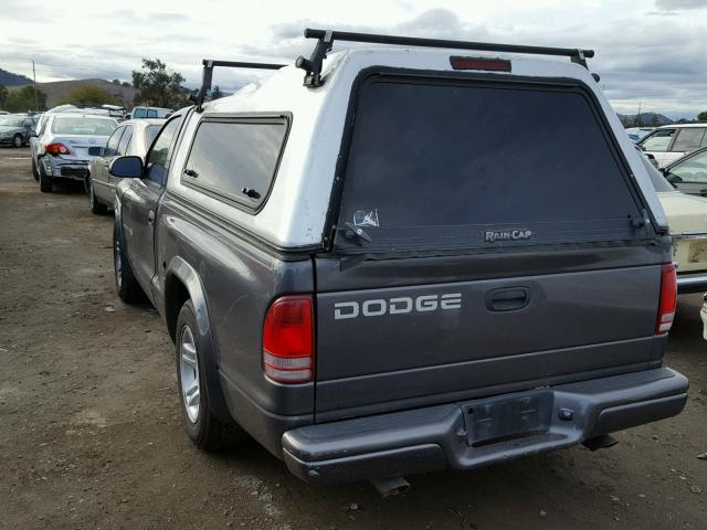 1B7FL16X42S513707 - 2002 DODGE DAKOTA GRAY photo 3