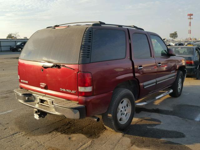 1GNEK13T61R173800 - 2001 CHEVROLET TAHOE K150 BURGUNDY photo 4