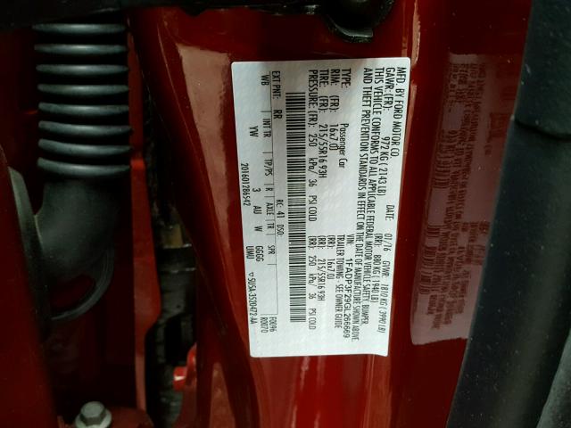 1FADP3F29GL266669 - 2016 FORD FOCUS SE RED photo 10