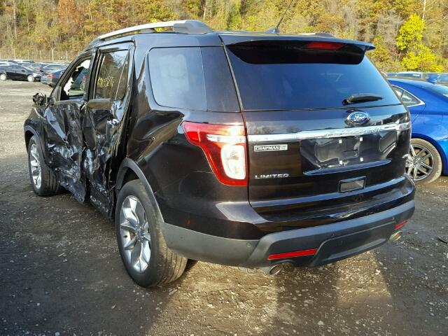 1FM5K8F84EGB32264 - 2014 FORD EXPLORER BLACK photo 3