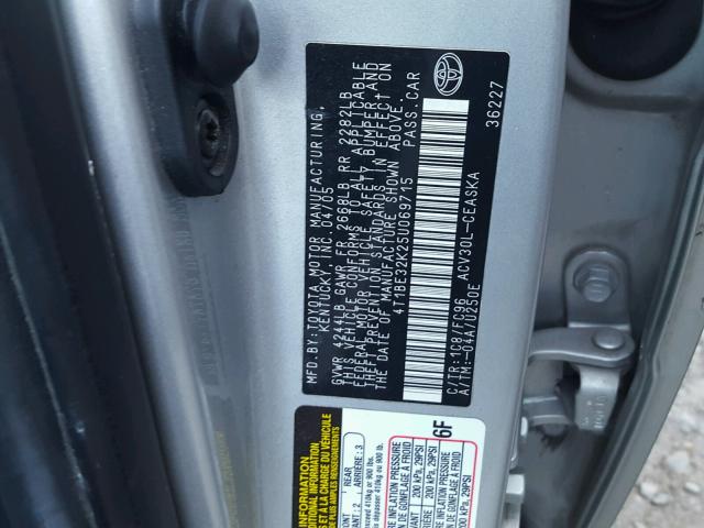4T1BE32K25U069715 - 2005 TOYOTA CAMRY LE SILVER photo 10