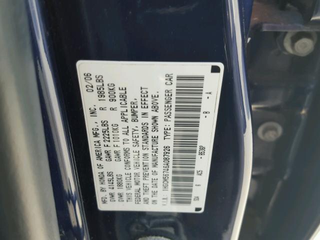 1HGCM56746A087926 - 2006 HONDA ACCORD EX 蓝色 照片 10