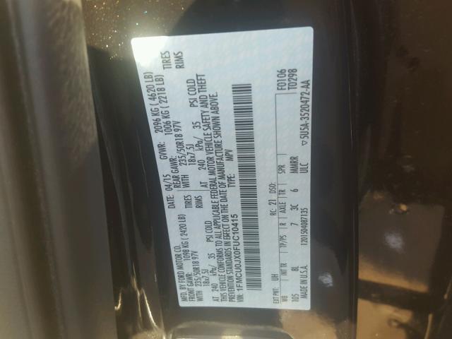 1FMCU0JX0FUC10415 - 2015 FORD ESCAPE TIT BLACK photo 10