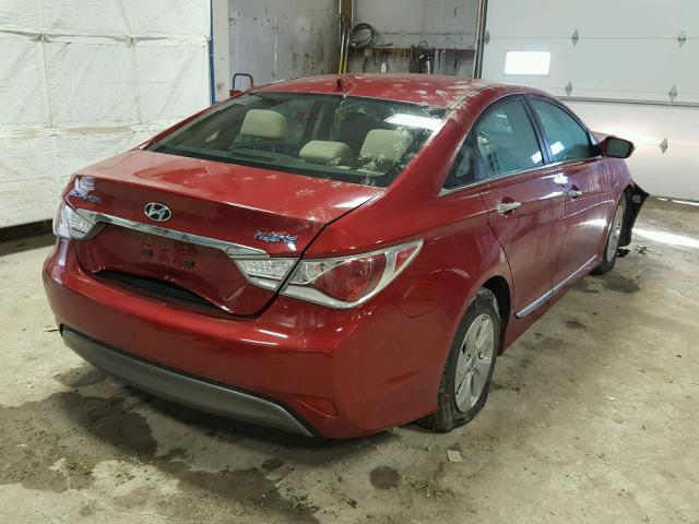 KMHEC4A44DA084275 - 2013 HYUNDAI SONATA HYB RED photo 4