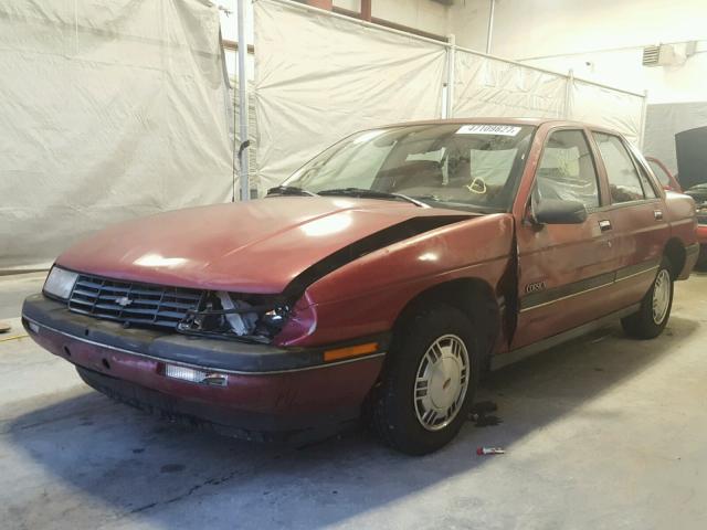 1G1LT5112JY663378 - 1988 CHEVROLET CORSICA BURGUNDY photo 2