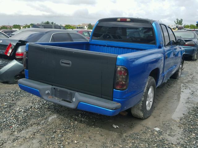 1B7GL2AXXYS634610 - 2000 DODGE DAKOTA QUA BLUE photo 4