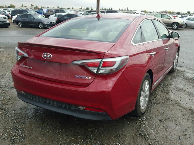 KMHE24L11GA009172 - 2016 HYUNDAI SONATA HYB BURGUNDY photo 4