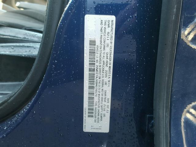 3VWDZ7AJ6BM076570 - 2011 VOLKSWAGEN JETTA SE 蓝色 照片 10