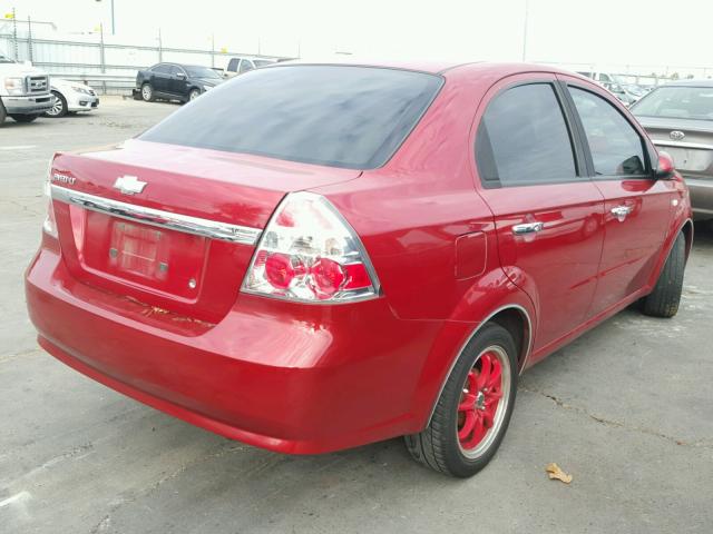 KL1TG56678B093107 - 2008 CHEVROLET AVEO LT RED photo 4