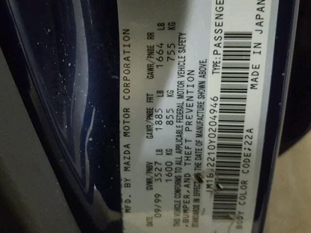 JM1BJ2210Y0204946 - 2000 MAZDA PROTEGE ES 蓝色 照片 10