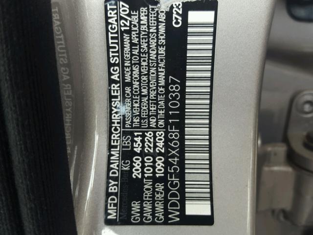 WDDGF54X68F110387 - 2008 MERCEDES-BENZ C 300 GRAY photo 10