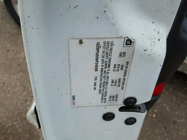 1G2WP52K0WF245098 - 1998 PONTIAC GRAND PRIX WHITE photo 10