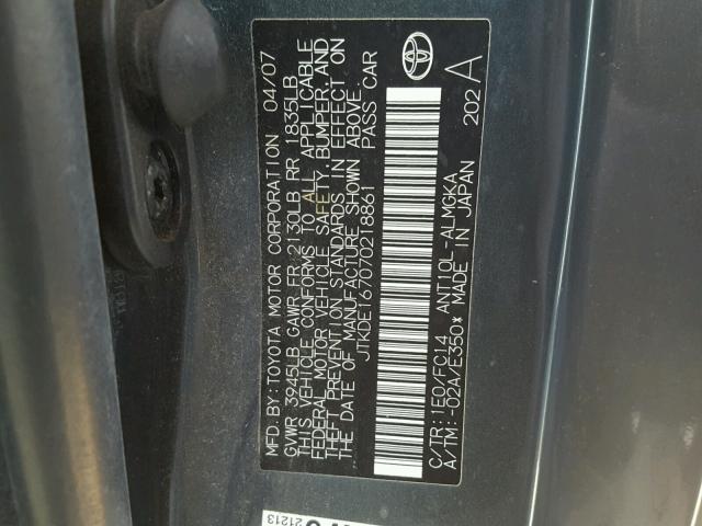 JTKDE167070218861 - 2007 TOYOTA SCION TC 石墨色 照片 10