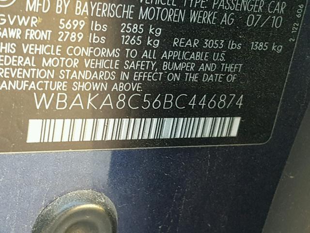 WBAKA8C56BC446874 - 2011 BMW ALPINA B7 Синий фото 10
