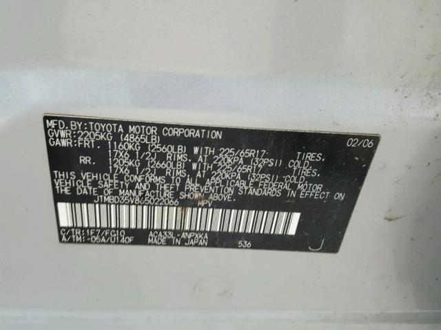 JTMBD35V865022066 - 2006 TOYOTA RAV4 SILVER photo 10