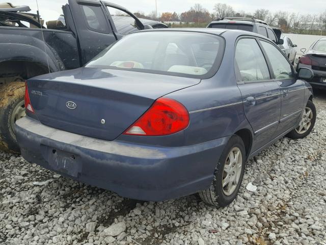 KNAFB121425115591 - 2002 KIA SPECTRA BA BLUE photo 4