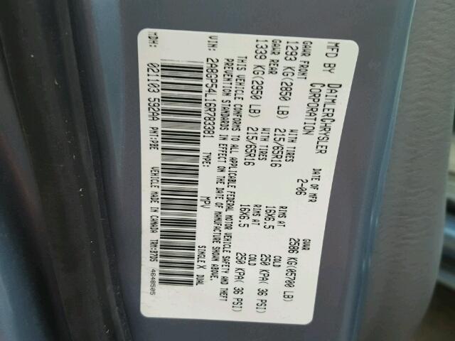 2A8GP54L16R783381 - 2006 CHRYSLER TOWN & COU BLUE photo 10