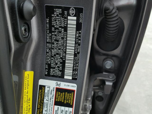 4T1BF1FK1HU295633 - 2017 TOYOTA CAMRY LE GRAY photo 10