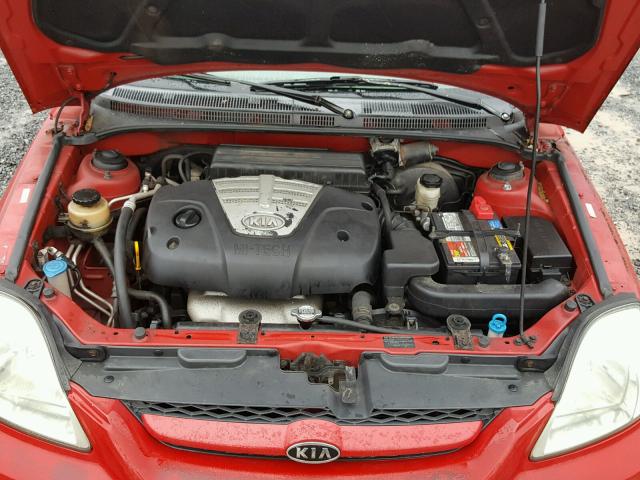 KNADC165446205242 - 2004 KIA RIO CINCO RED photo 7