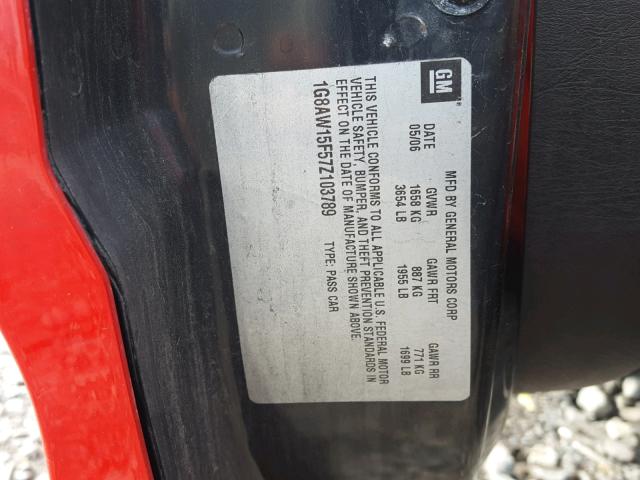 1G8AW15F57Z103789 - 2007 SATURN ION LEVEL RED photo 10
