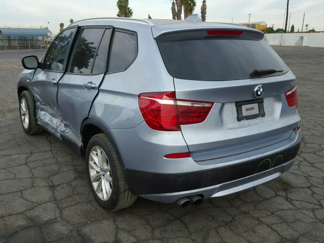 5UXWX9C57D0D04371 - 2013 BMW X3 XDRIVE2 BLUE photo 3