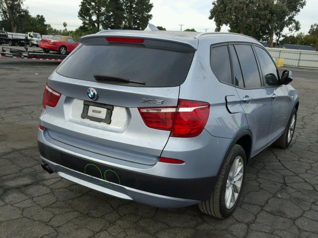 5UXWX9C57D0D04371 - 2013 BMW X3 XDRIVE2 BLUE photo 4