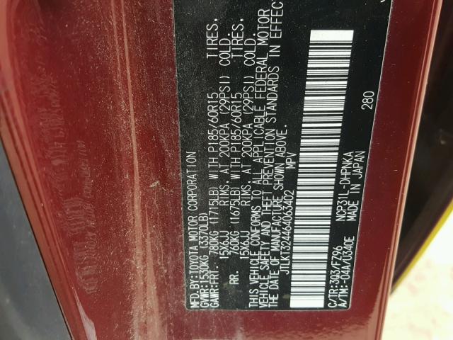 JTLKT324464063402 - 2006 TOYOTA SCION MAROON photo 10