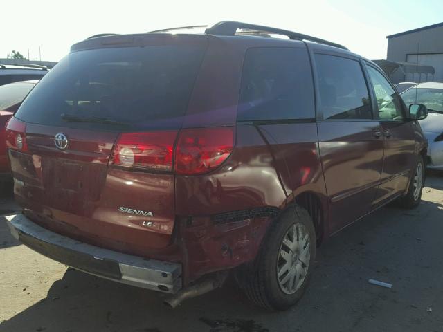 5TDZK23C08S189308 - 2008 TOYOTA SIENNA CE BURGUNDY photo 4