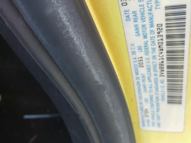 3VWBB61C4WM013920 - 1998 VOLKSWAGEN NEW BEETLE Sarı foto 10