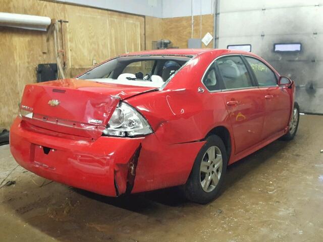 2G1WB57K691276184 - 2009 CHEVROLET IMPALA LS RED photo 4