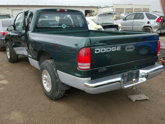 1B7GL22X9XS318130 - 1999 DODGE DAKOTA GREEN photo 3