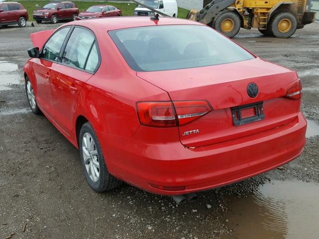 3VWD17AJ6FM292836 - 2015 VOLKSWAGEN JETTA SE RED photo 3