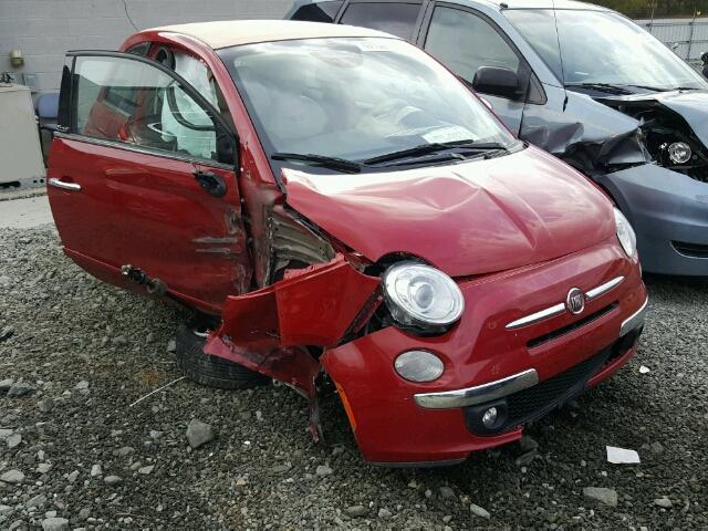 3C3CFFER3DT713137 - 2013 FIAT 500 LOUNGE RED photo 1