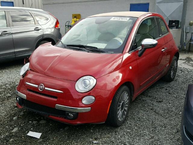 3C3CFFER3DT713137 - 2013 FIAT 500 LOUNGE RED photo 2