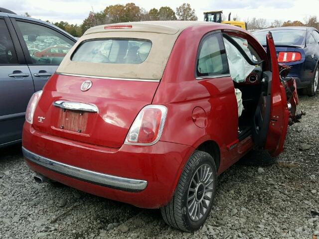 3C3CFFER3DT713137 - 2013 FIAT 500 LOUNGE RED photo 4