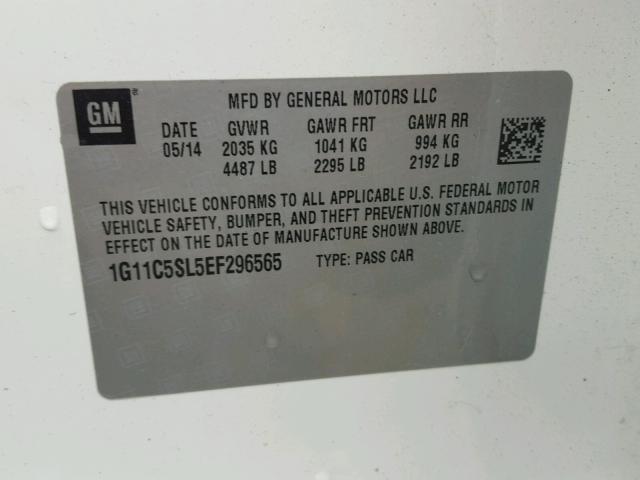 1G11C5SL5EF296565 - 2014 CHEVROLET MALIBU 1LT 白色 照片 10