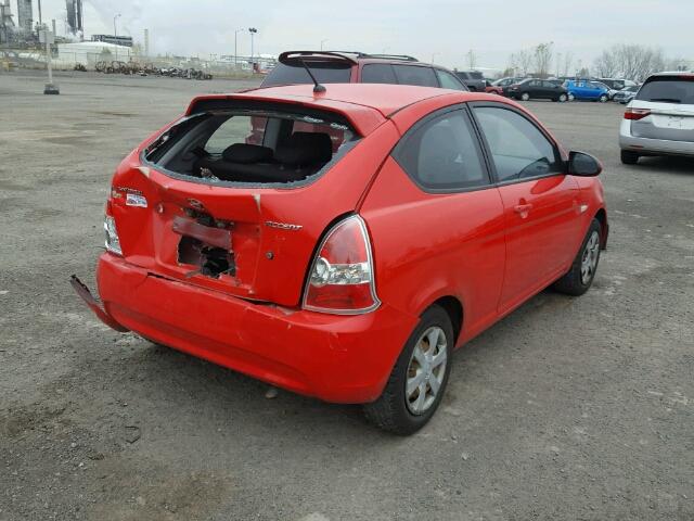 KMHCN35C77U008789 - 2007 HYUNDAI ACCENT BAS RED photo 4